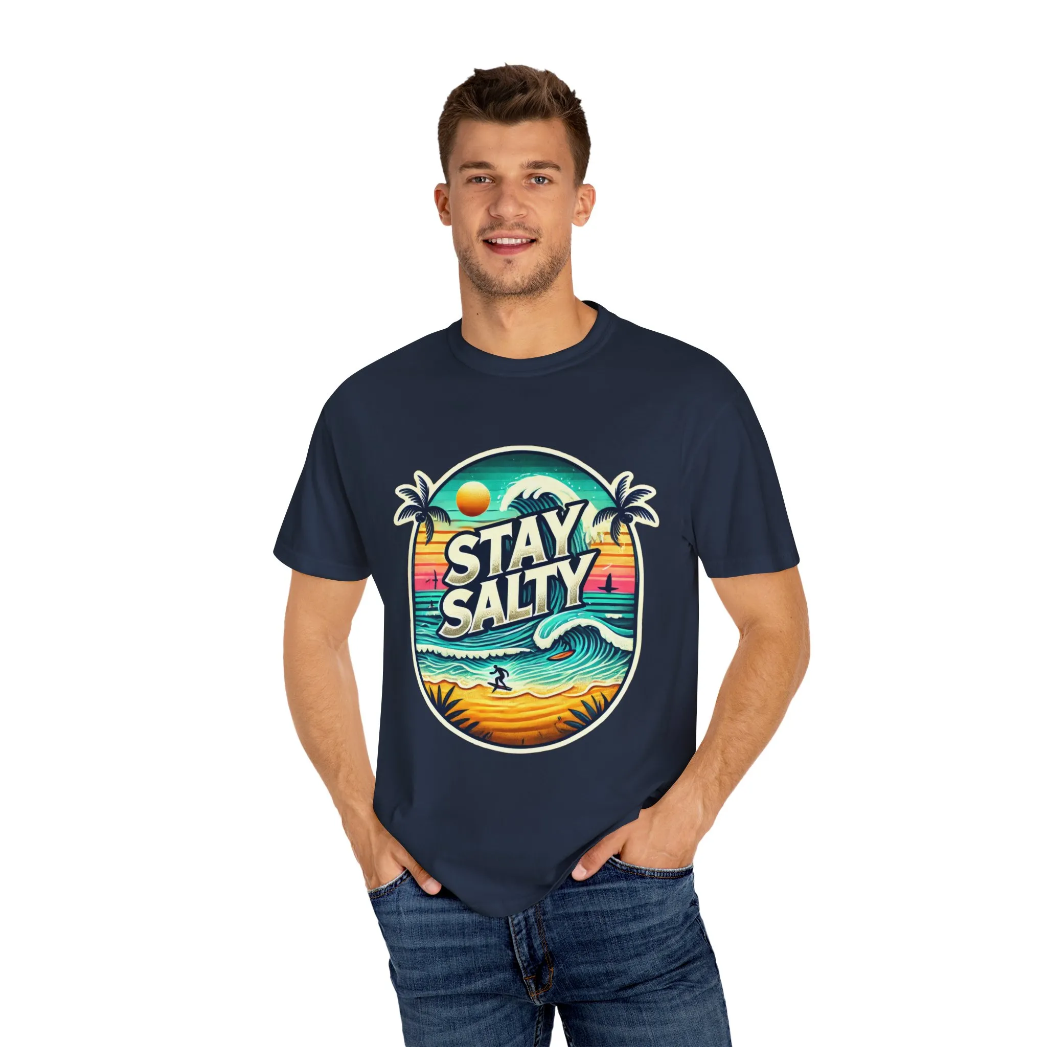 Stay Salty Unisex Garment-Dyed T-Shirt – Perfect for Beach Lovers & Summer Vibes - Image 43