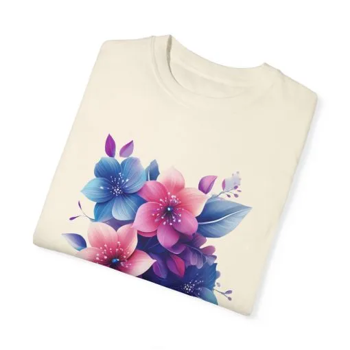 Floral Vibe Unisex Garment-Dyed T-Shirt | Comfortable, Stylish Tee for Nature Lovers - Image 6
