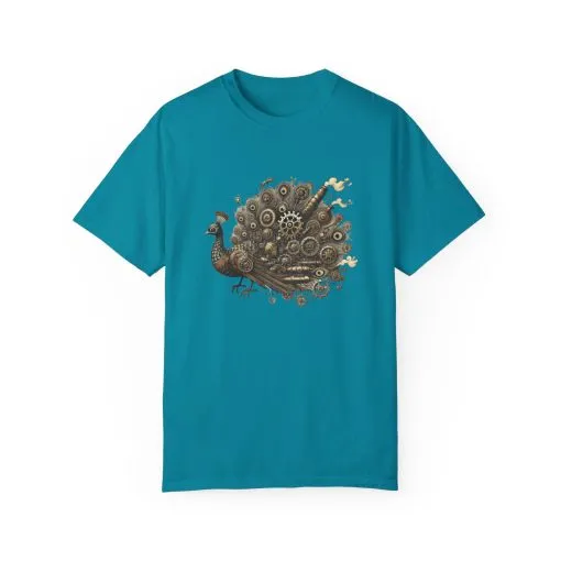 Steampunk Peacock Unisex Garment-Dyed T-Shirt - Image 25