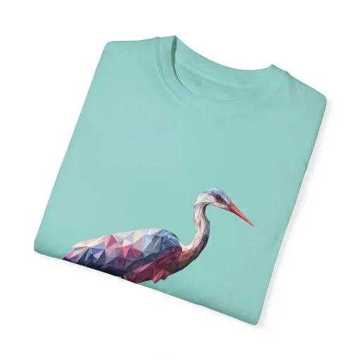 Geo Crane Unisex Garment-Dyed T-Shirt – Stylish Bird Graphic Tee for Nature Lovers - Image 12