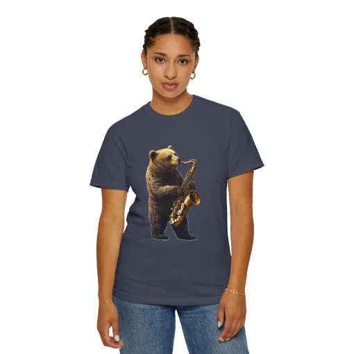Jazz Bear Unisex Garment-Dyed T-Shirt - Image 32