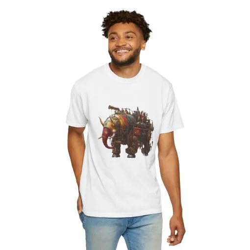 Vintage Steampunk Elephant T-Shirt - Unisex Garment-Dyed Tee - Image 4