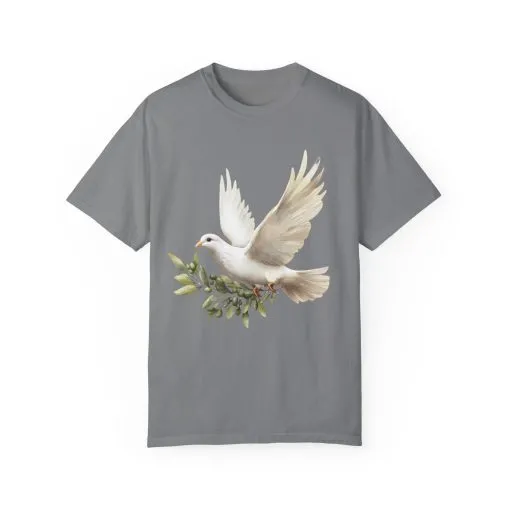 Serene Dove Unisex Garment-Dyed T-Shirt - Peaceful Nature Design - Image 17