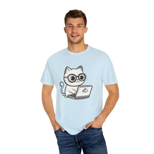 Cute Cat Gamer Unisex Garment-Dyed T-Shirt - Image 19