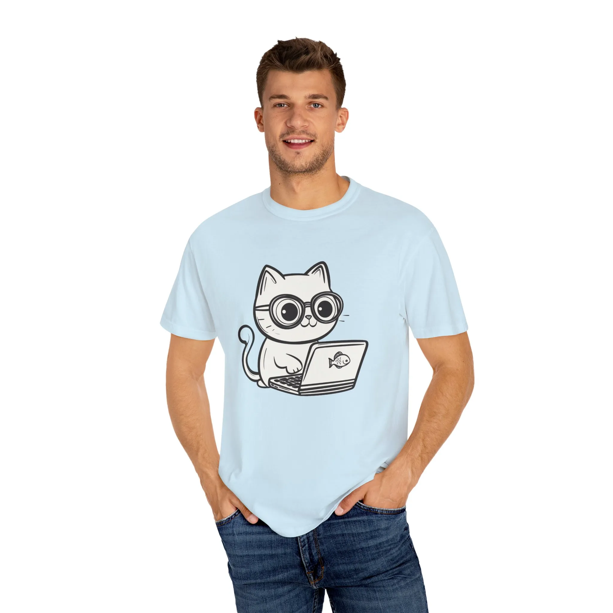 Cute Cat Gamer Unisex Garment-Dyed T-Shirt - Image 19