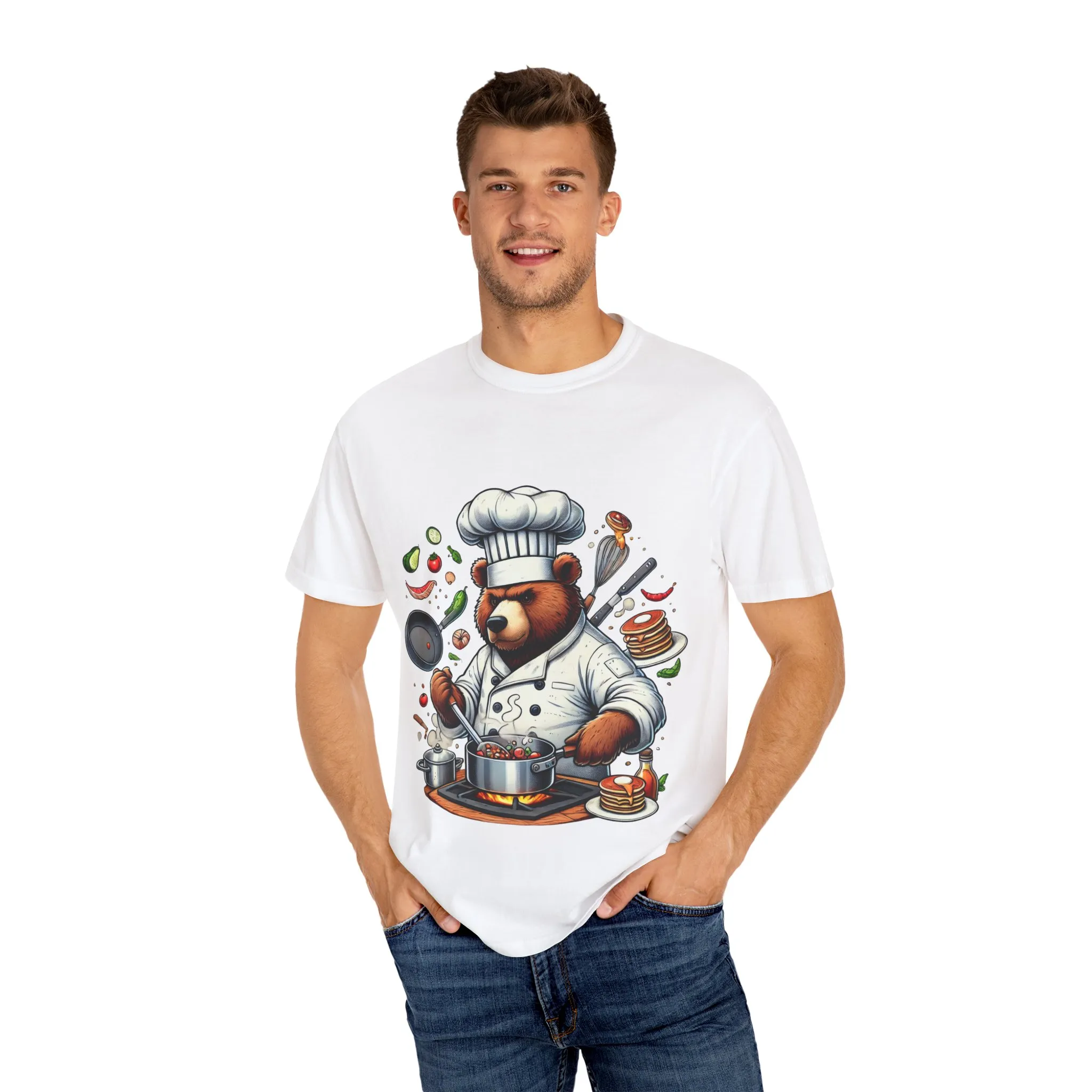 Chef Bear Unisex Garment-Dyed T-Shirt - Perfect for Cooking Lovers and Foodies - Image 7