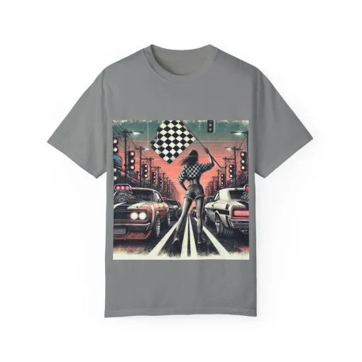 Retro Racing Flag T-Shirt - Unisex Garment-Dyed Tee for Car Enthusiasts - Image 2