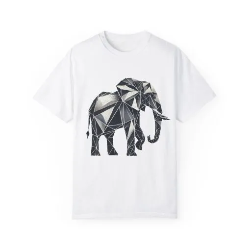 Geometric Elephant Unisex Garment-Dyed T-Shirt - Image 2