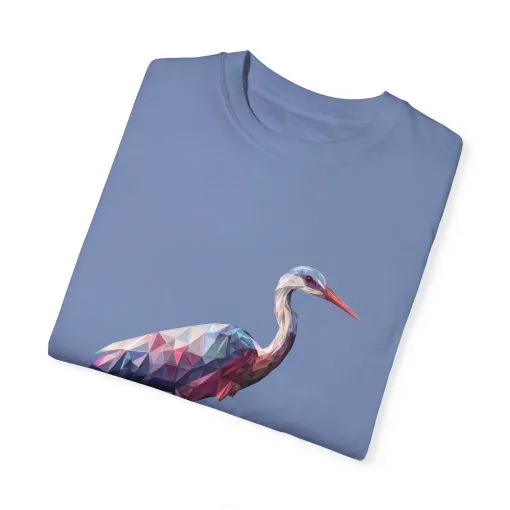 Geo Crane Unisex Garment-Dyed T-Shirt – Stylish Bird Graphic Tee for Nature Lovers - Image 17