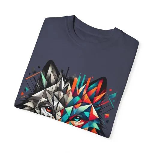 Vibrant Wolf Design Unisex Garment-Dyed T-Shirt - Colorful Art Tee - Image 3