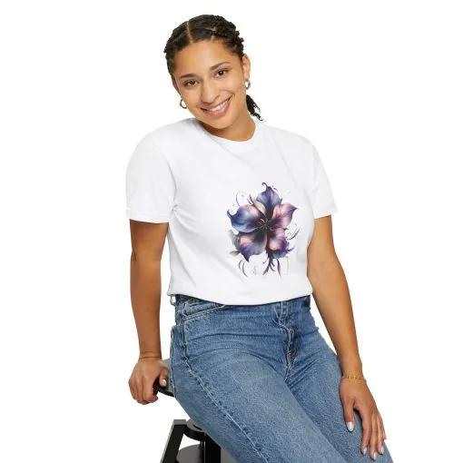 Floral Unisex Garment-Dyed T-Shirt - Vibrant Flower Design for Nature Lovers - Image 8