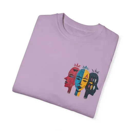 Vibrant Unisex Garment-Dyed T-Shirt with African Masks Design - Image 34
