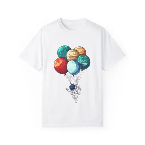 Astronauts and Planets Graphic T-Shirt - Unisex Garment-Dyed Tee