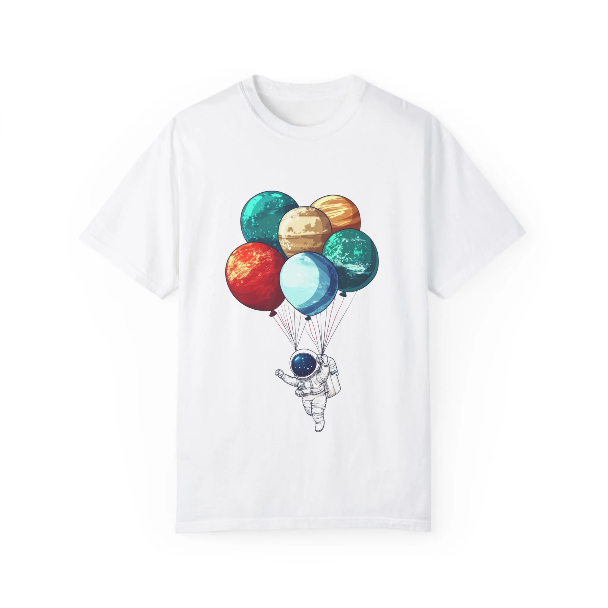 Astronauts and Planets Graphic T-Shirt - Unisex Garment-Dyed Tee