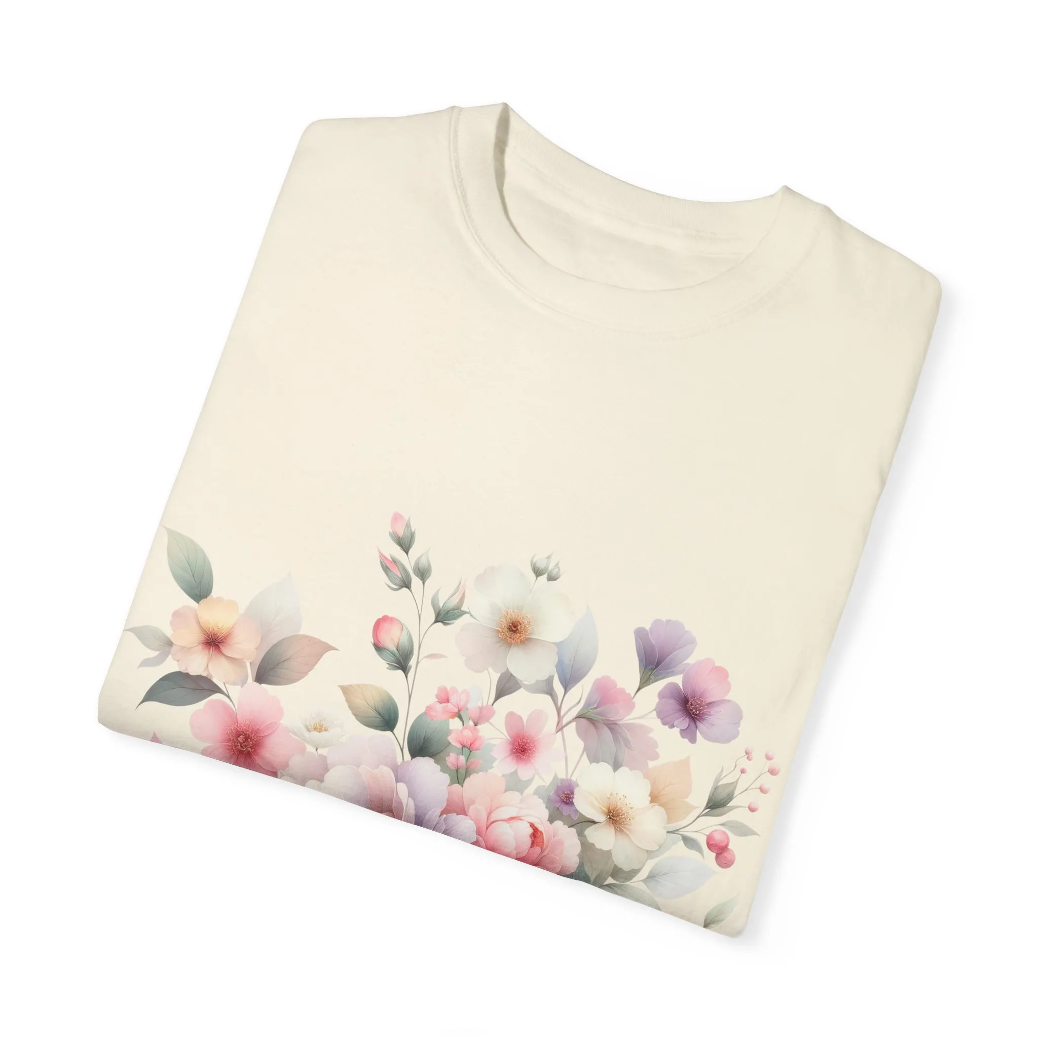 Floral Bliss Women's Garment-Dyed T-Shirt – Perfect for Spring Celebrations and Everyday Wear - Image 3