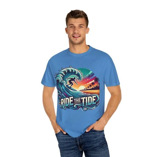 Ride the Tide Unisex Garment-Dyed T-shirt - Surfing Inspired Graphic Tee - Image 27