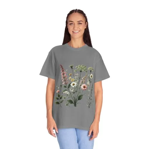 Botanical Print Unisex Garment-Dyed T-Shirt | Eco-Friendly Floral Tee for Nature Lovers - Image 15