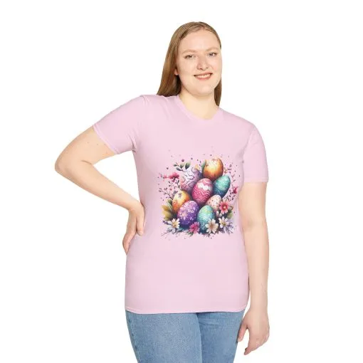Easter Egg Floral Unisex Softstyle T-Shirt - Vibrant Spring Design - Image 49