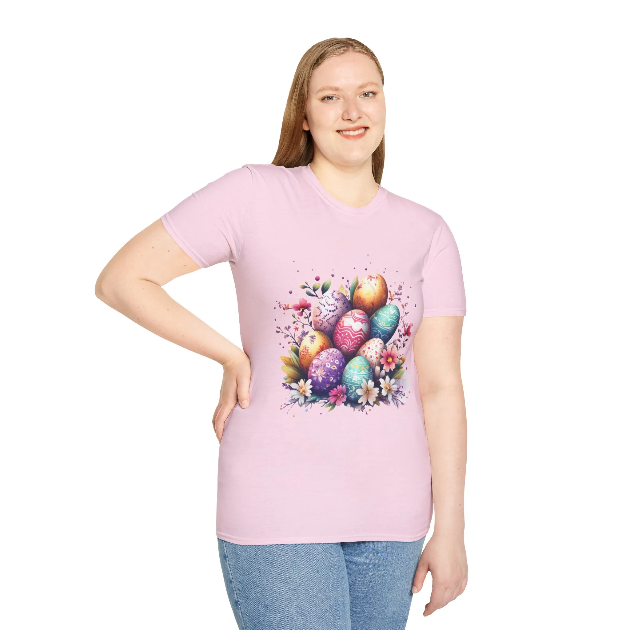 Easter Egg Floral Unisex Softstyle T-Shirt - Vibrant Spring Design - Image 49