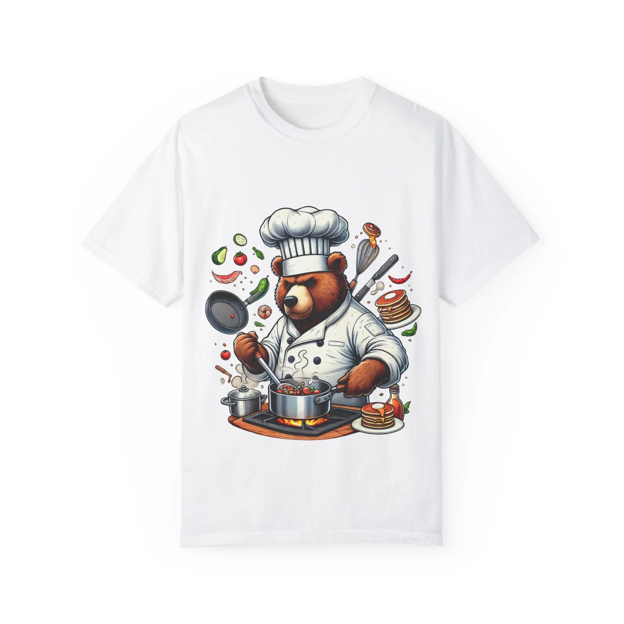 Chef Bear Unisex Garment-Dyed T-Shirt - Perfect for Cooking Lovers and Foodies - Image 5