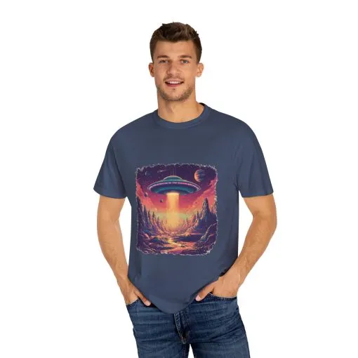 Galactic Adventure Unisex T-Shirt - UFO and Cosmic Landscape Design - Image 19