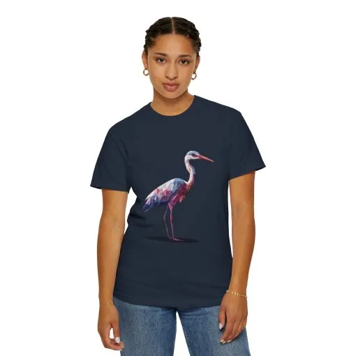 Geo Crane Unisex Garment-Dyed T-Shirt – Stylish Bird Graphic Tee for Nature Lovers - Image 50