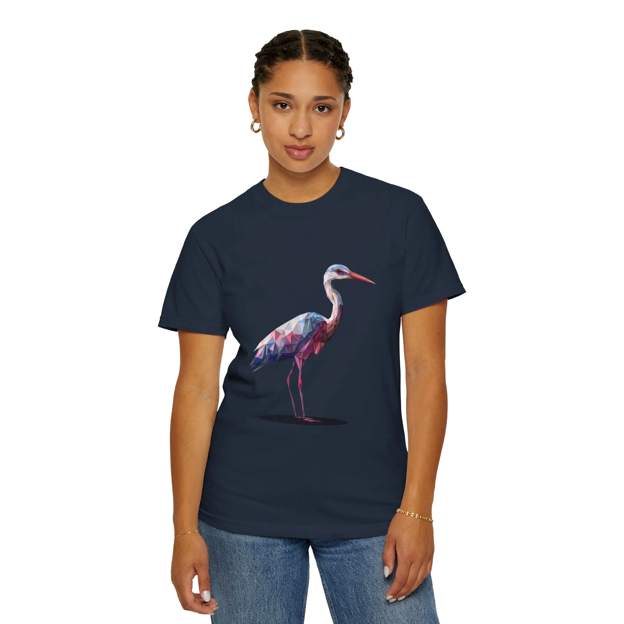Geo Crane Unisex Garment-Dyed T-Shirt – Stylish Bird Graphic Tee for Nature Lovers - Image 50