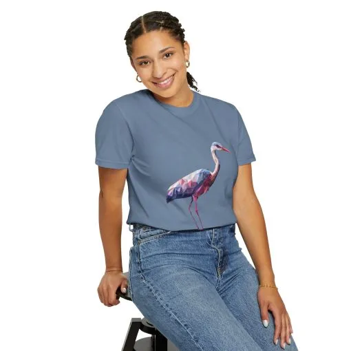 Geo Crane Unisex Garment-Dyed T-Shirt – Stylish Bird Graphic Tee for Nature Lovers - Image 29