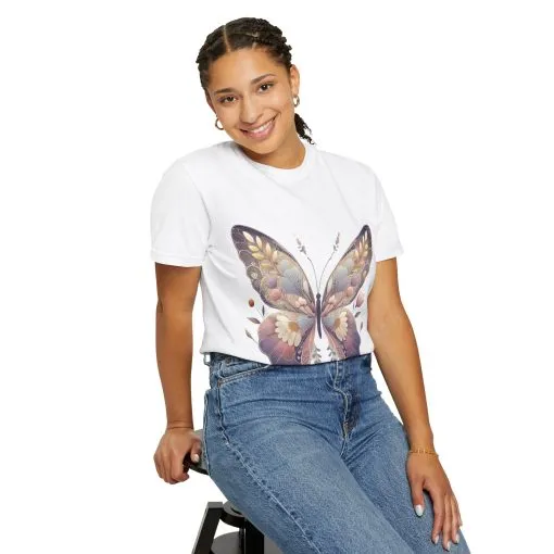 Butterfly Wings Unisex Garment-Dyed T-Shirt - Nature-Inspired Design - Image 8