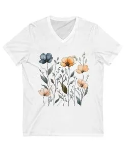 Floral V-Neck Tee for Women – Casual Elegance