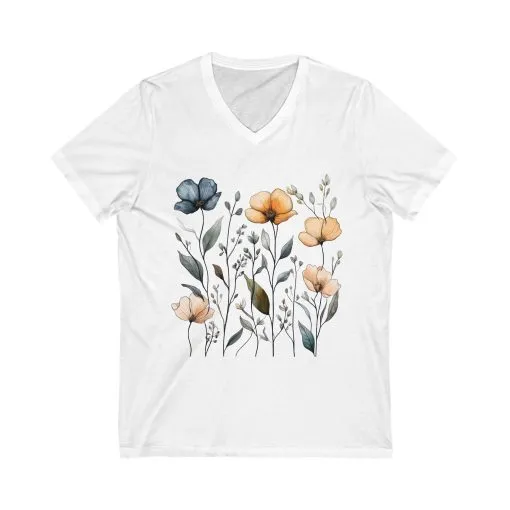 Floral V-Neck Tee for Women – Casual Elegance
