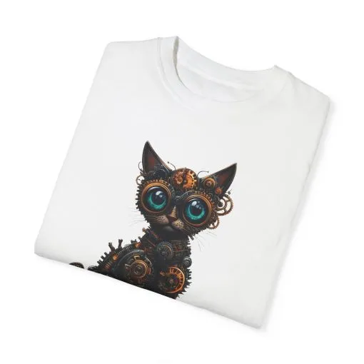 Steampunk Cat Unisex Garment-Dyed T-Shirt - Image 2