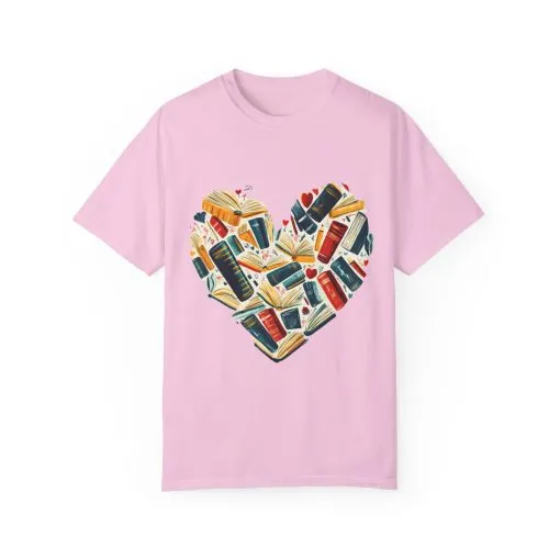 Book Lover's Heart Unisex Garment-Dyed T-Shirt - Image 37
