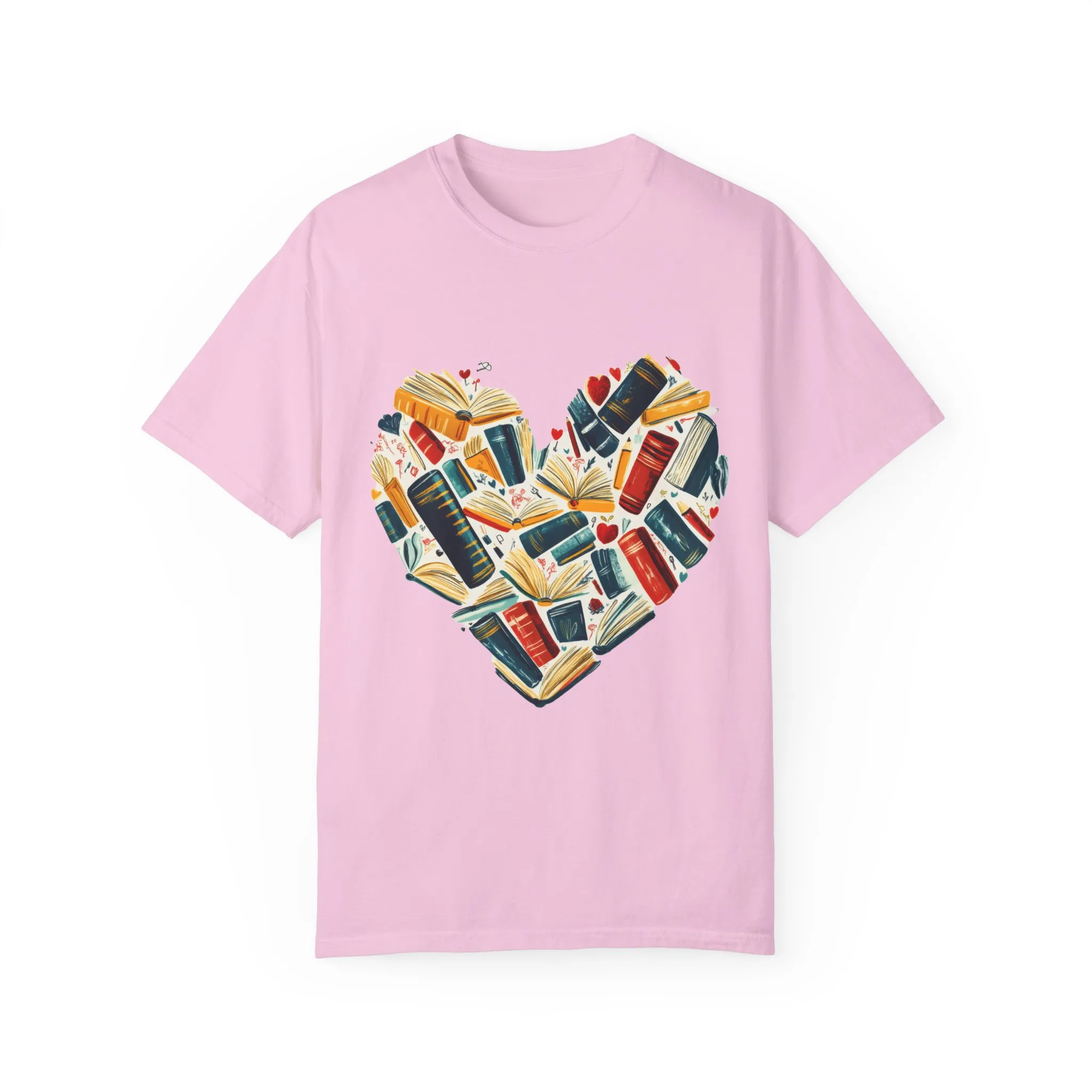 Book Lover's Heart Unisex Garment-Dyed T-Shirt - Image 37