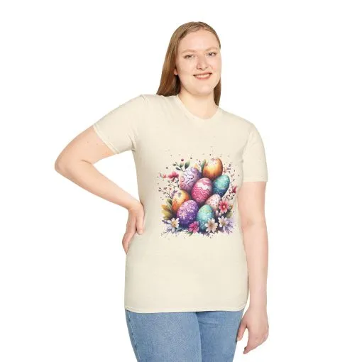 Easter Egg Floral Unisex Softstyle T-Shirt - Vibrant Spring Design - Image 24