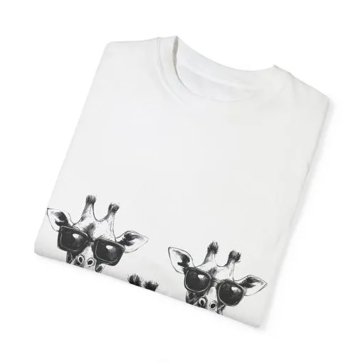 Cool Giraffe Sunglasses Unisex Garment-Dyed T-shirt - Image 2