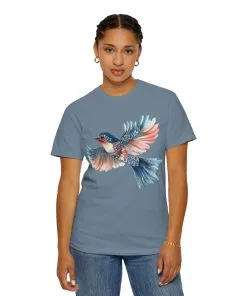 Colorful Bird Art Unisex T-Shirt - Nature-Inspired Garment-Dyed Tee
