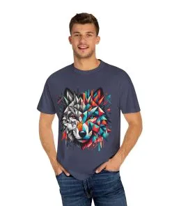 Vibrant Wolf Design Unisex Garment-Dyed T-Shirt - Colorful Art Tee