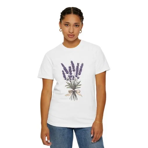 Lavender Bouquet Unisex Garment-Dyed T-Shirt - Nature-Inspired Tee for Relaxation and Everyday Comfort - Image 4