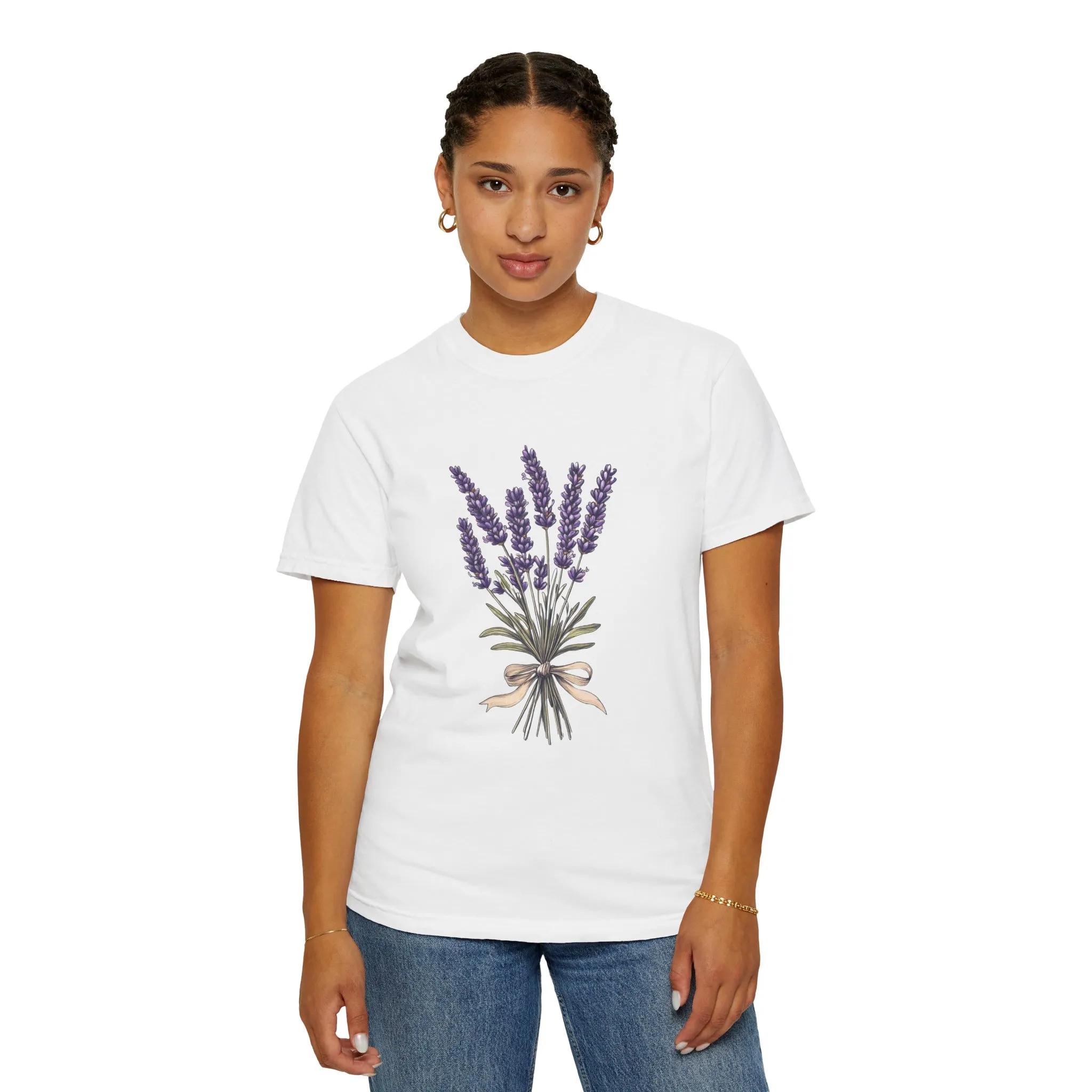 Lavender Bouquet Unisex Garment-Dyed T-Shirt - Nature-Inspired Tee for Relaxation and Everyday Comfort - Image 4