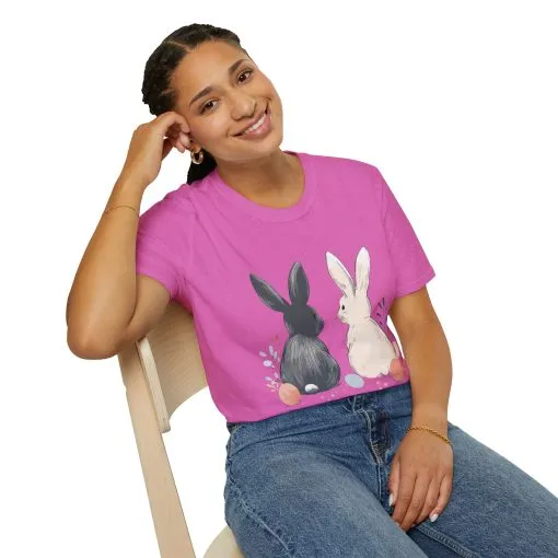Cute Bunny Love Unisex Softstyle T-Shirt for Easter Celebrations - Image 65