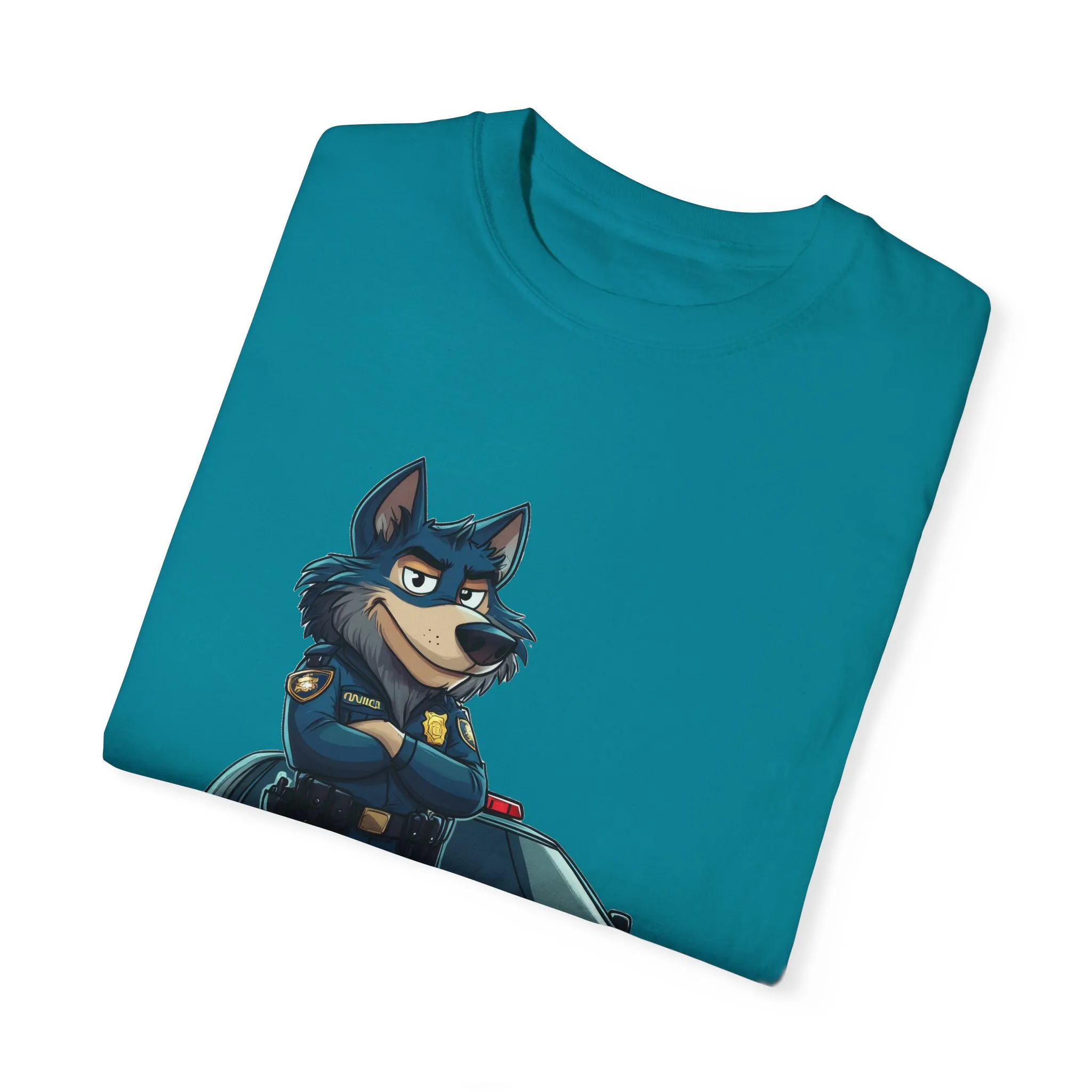 Cute Cartoon Police Dog T-Shirt - Unisex Garment-Dyed Tee - Image 10