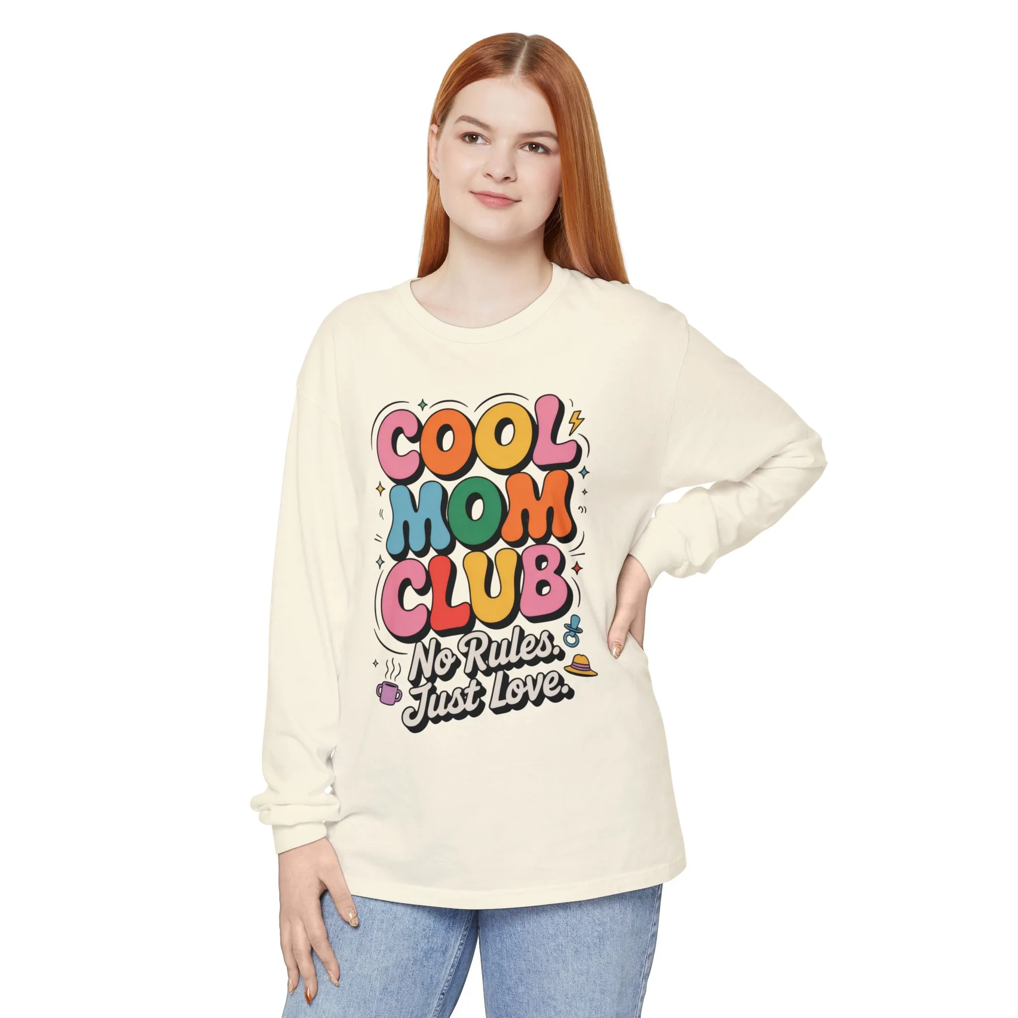 Cool Mom Club Long Sleeve T-Shirt, Funny Mom Tee, Gift for Moms, Mother's Day Gift, No Rules Just Love Quote Tee - Image 26