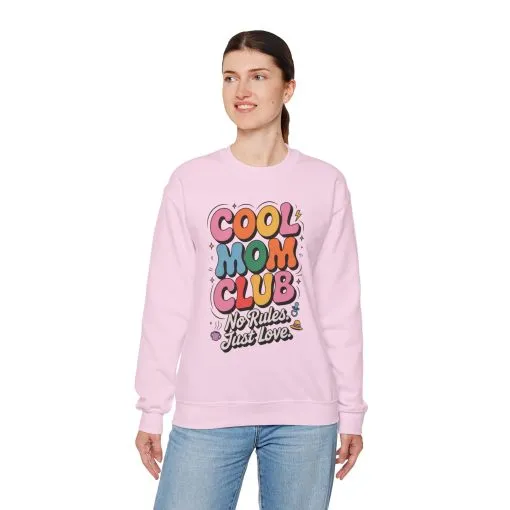 Cool Mom Club Sweatshirt, Gift for Moms, Mother's Day, No Rules Just Love, Retro Colorful Unisex Heavy Blend Crewneck - Image 24