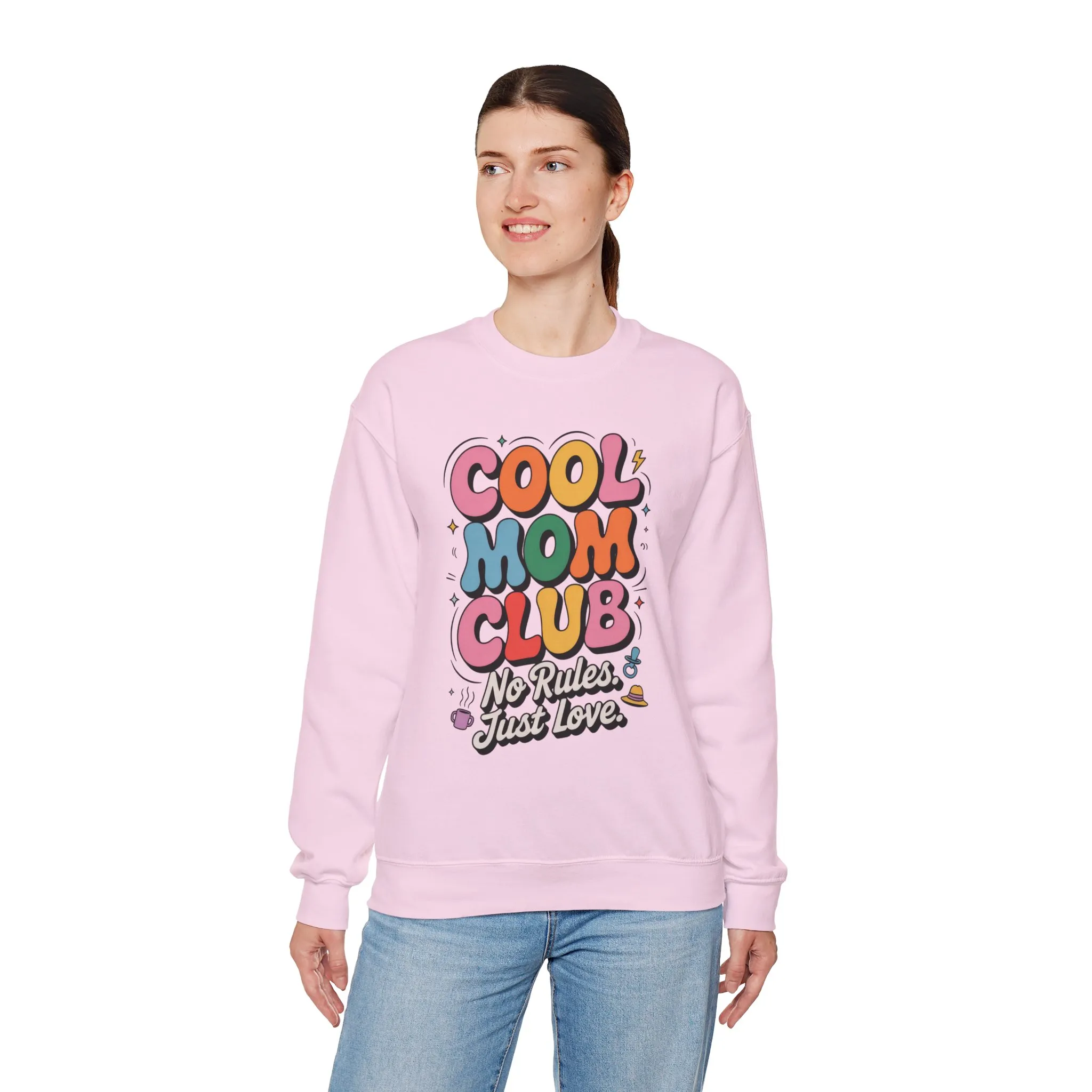 Cool Mom Club Sweatshirt, Gift for Moms, Mother's Day, No Rules Just Love, Retro Colorful Unisex Heavy Blend Crewneck - Image 24