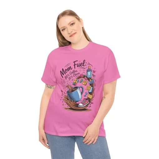 Mom Fuel Heavy Cotton Tee, Funny Coffee Lover T-Shirt, Gift for Moms, Mother's Day, Casual Wear, Pajama Top - Image 27