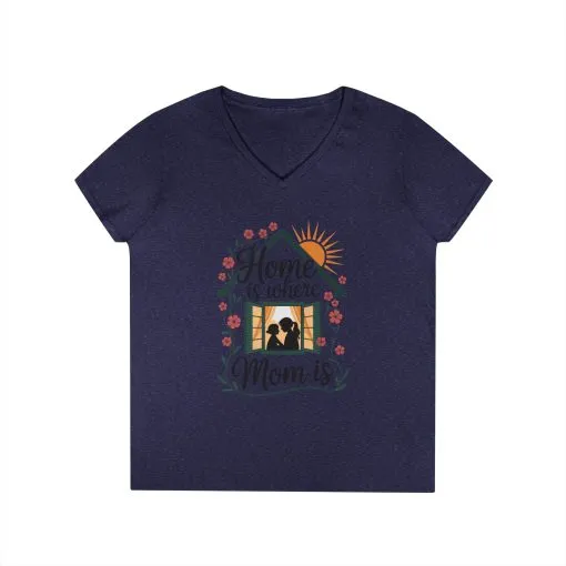 Home Is Where Mom Is V-Neck T-Shirt, Mother's Day Cotton Tee, Cute Family Gift for Mom, Sentimental Mom Shirt for Her, mother's day Gift - Image 15