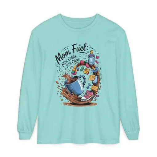 Mom Fuel Long Sleeve T-Shirt, Coffee Lovers Gift, Mother's Day Apparel, Cute Mom Shirt, Coffee Lover Mom Life Top, Coffee Lover's Tee - Image 2
