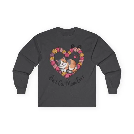 Best Cat Mom Ever Long Sleeve Tee, Cat Lover Gift, Pet Parent Apparel, Birthday Gift for Cat Moms, Cozy Cat Mom Shirt - Image 5