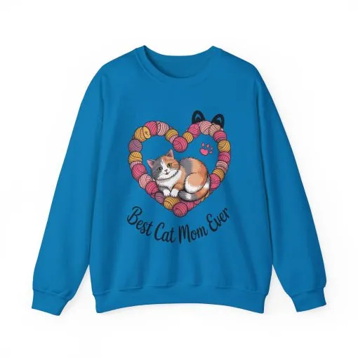 Best Cat Mom Ever Sweatshirt, Cozy Cat Lover Gift, Mother's Day Apparel, Pet Owner Sweatshirt, Cute Gift for Cat Moms, Yarn Themed - Image 19